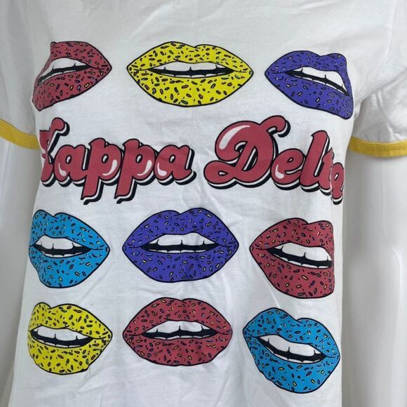 Kappa Delta Women Size L Ringer Graphic Cotton Novelty Pullover Short Sleeve Top - Picture 13 of 13